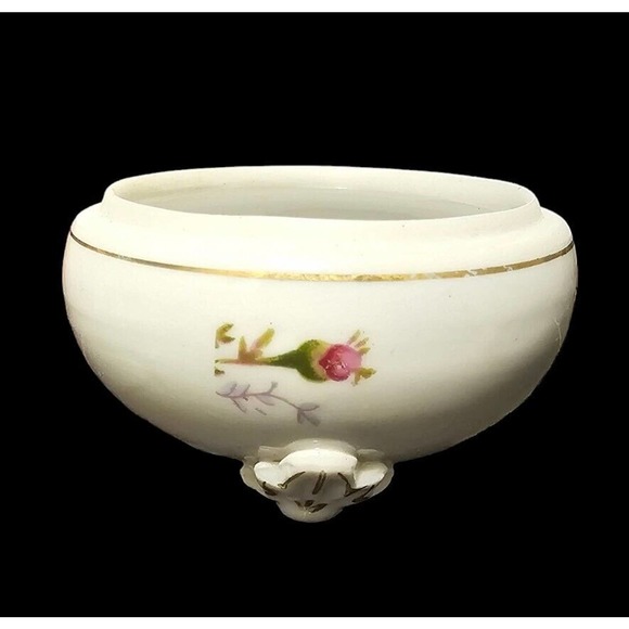 Vintage Porcelain Trinket Dish Andre Richard Japan Floral Missing Lid 3 Feet - Picture 2 of 8